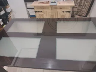 Mesa comedor chocolate - cristal