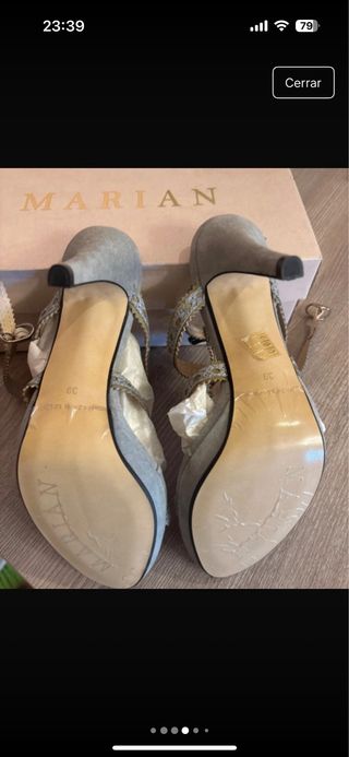 Sandalias tacón gris azulado