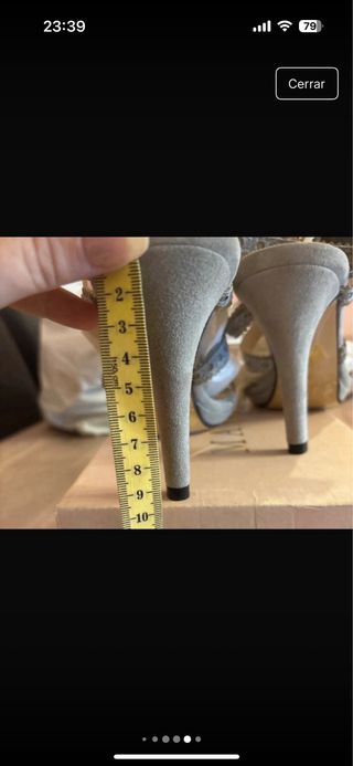 Sandalias tacón gris azulado