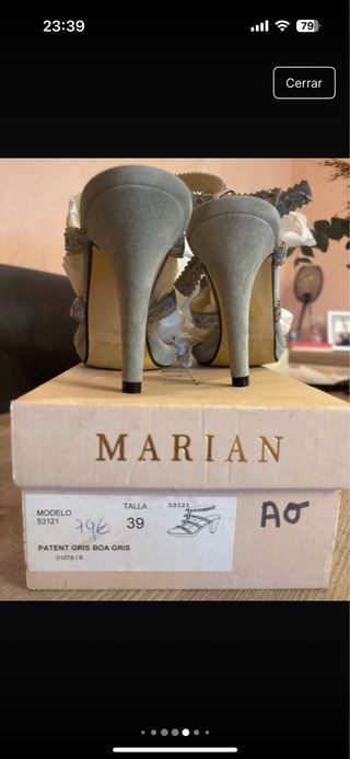 Sandalias tacón gris azulado