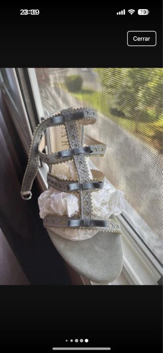 Sandalias tacón gris azulado