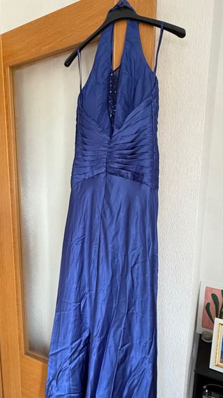Vestido fiesta azul satinado