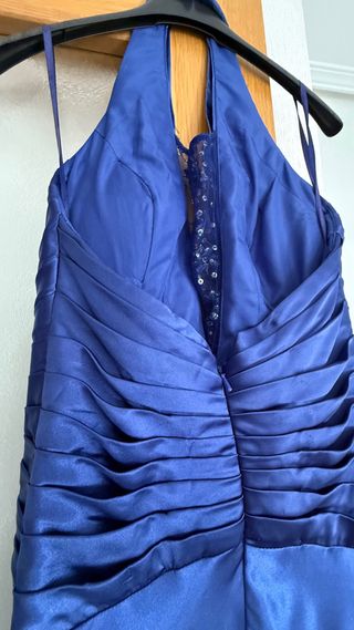 Vestido fiesta azul satinado