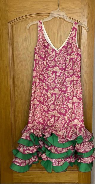 Vestido gitana rosa y verde
