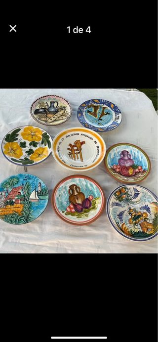 8 Platos Cerámica pintados a mano