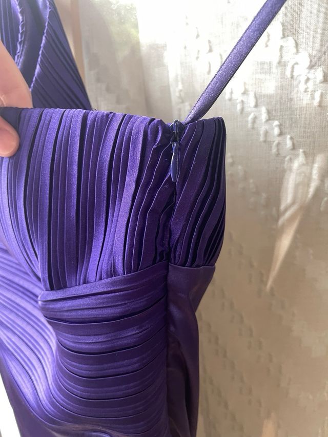 Vestido morado asimétrico cóctel fiesta