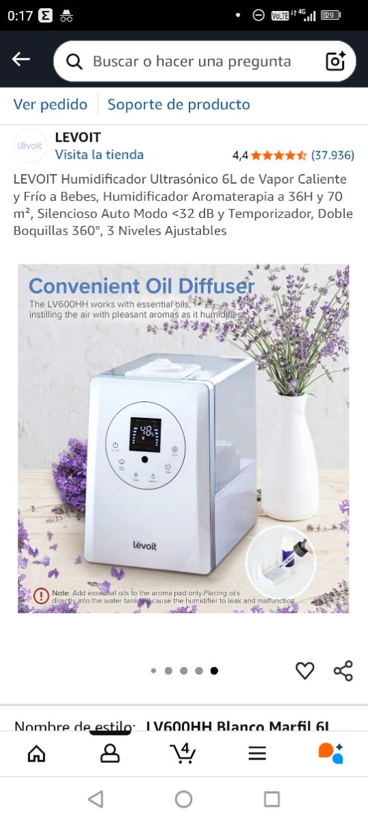 Humidificador LEVOIT ultrasónico 6L