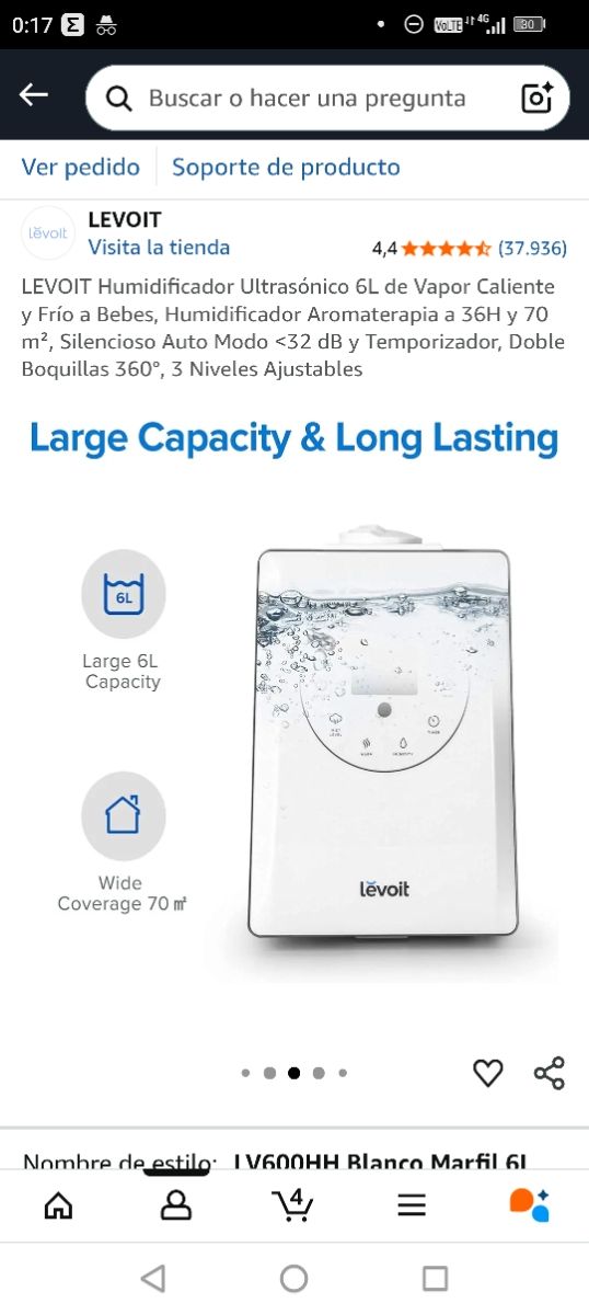 Humidificador LEVOIT ultrasónico 6L