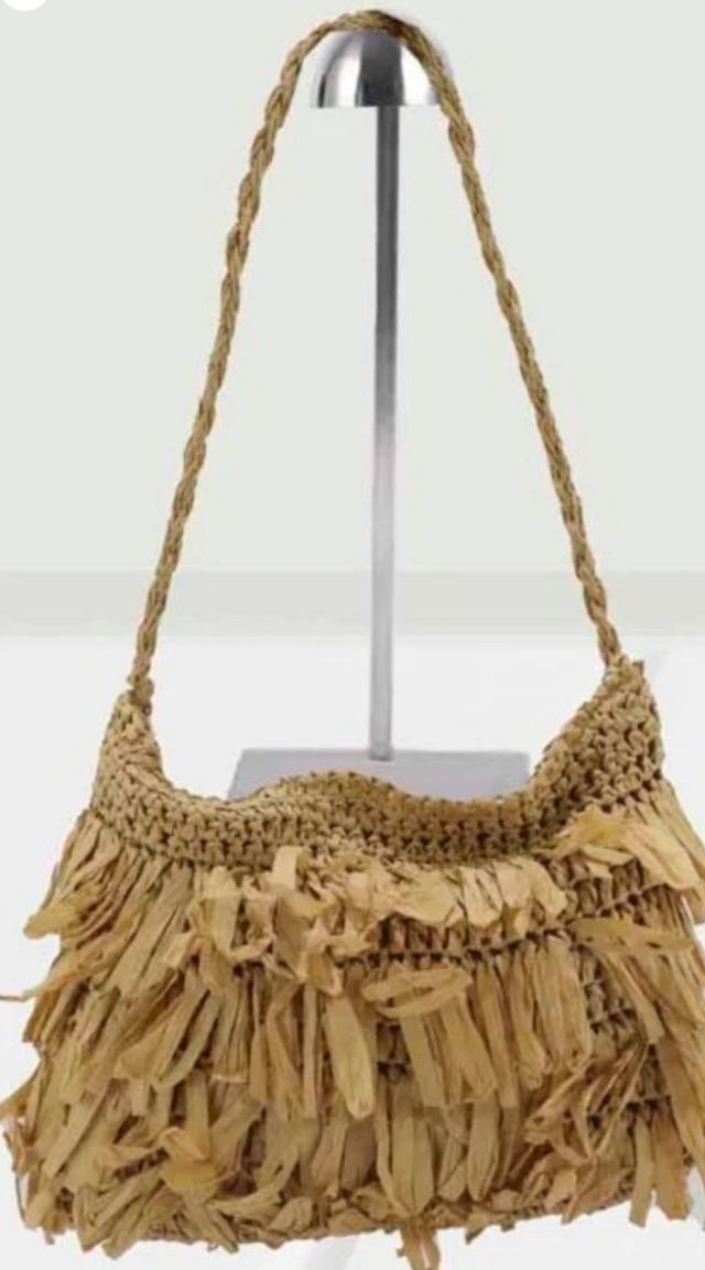 Bolso bandolera beige-marrón con flecos