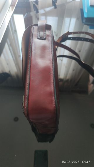 Bolso bandolera cuero auténtico marrón