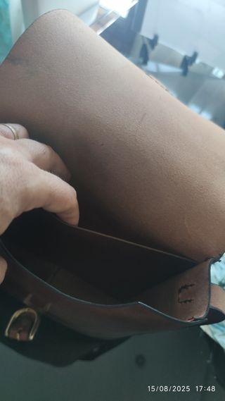 Bolso bandolera cuero auténtico marrón