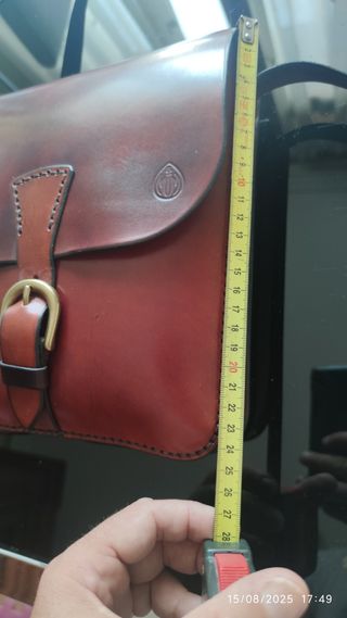 Bolso bandolera cuero auténtico marrón