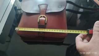 Bolso bandolera cuero auténtico marrón