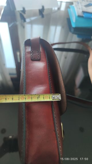 Bolso bandolera cuero auténtico marrón