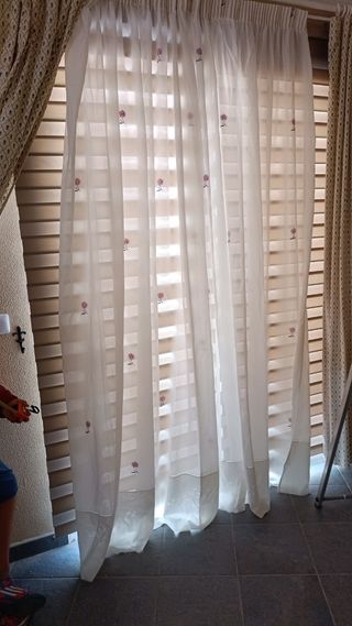 2 chales blancos algodón-lino cortinas o visillos