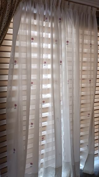 2 chales blancos algodón-lino cortinas o visillos