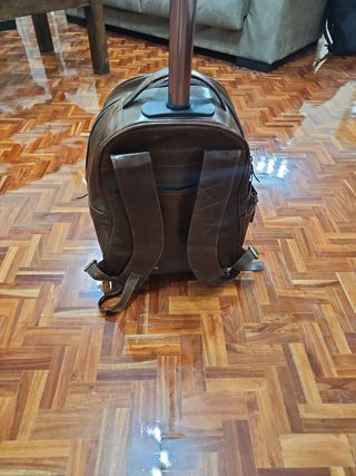 Maleta Cuero Marrón Asa Trolley