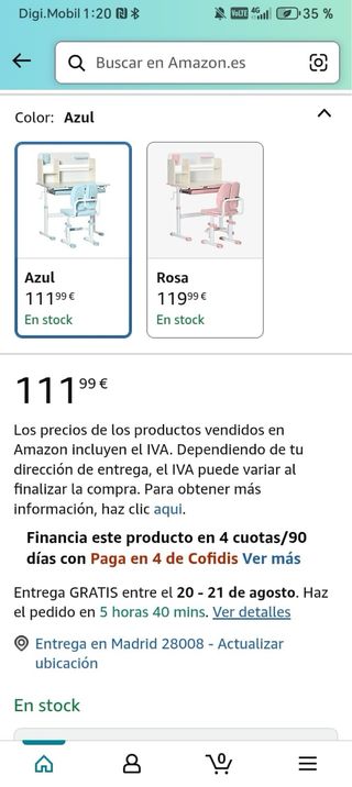 Escritorio infantil regulable + silla