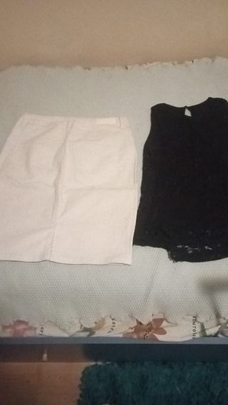 Conjunto Vero Moda: Falda blanca & top negro