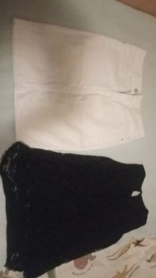 Conjunto Vero Moda: Falda blanca & top negro