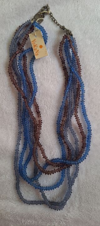 Collar Yokana azul y marrón