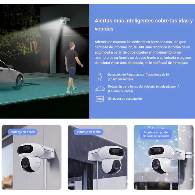 Cámara Wifi PTZ 360 EZVIZ H90 DUAL 2K