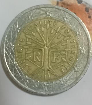 2€ Moneda Francia: Libertad, Igualdad, Fraternidad