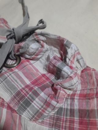 Falda cuadros gris rosa