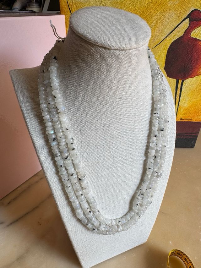 Collana Indiana a 3 fili in Pietra di Luna 