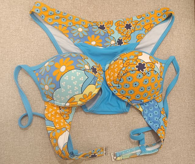 Bikini floral XL 85B azul-naranja