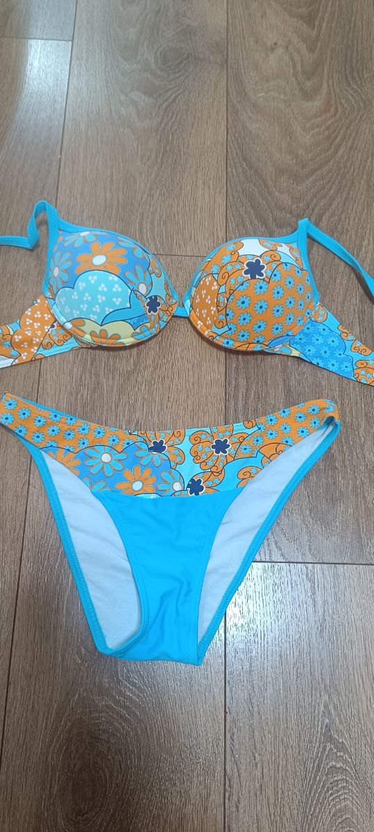 Bikini floral XL 85B azul-naranja