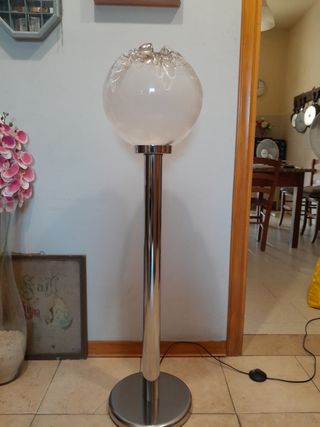 Lampada terra vintage metallo vetro