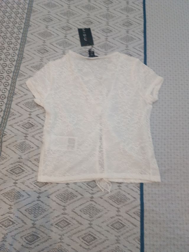 Blusa encaje AMISU blanca TXXS