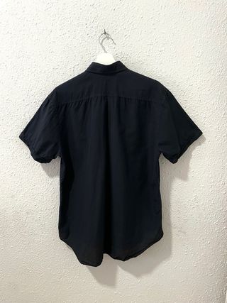 Camisa Lacoste Lino Negro de Verano Logo Bordado M
