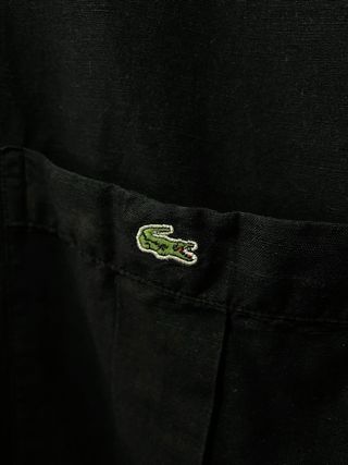 Camisa Lacoste Lino Negro de Verano Logo Bordado M