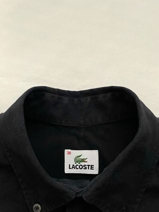 Camisa Lacoste Lino Negro de Verano Logo Bordado M