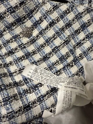 Blazer Zara a quadri blu e bianco