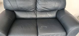 Sofá piel 3+2 plazas negro usado