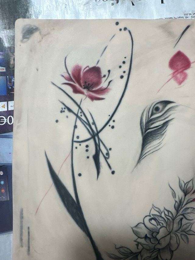 Plantillas tatuaje: flores & pluma TERRASSA