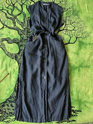 Abito lungo in lino blu - vintage