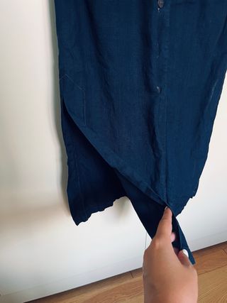 Abito lungo in lino blu - vintage