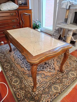 Mesa de café mármol - madera