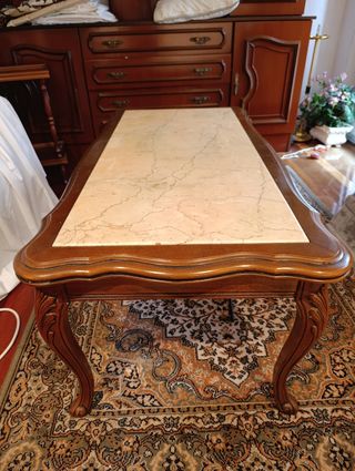 Mesa de café mármol - madera