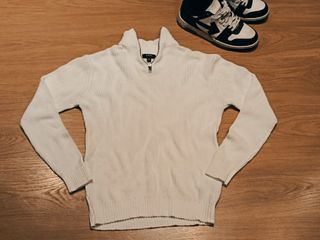 Maglione bianco - Girocollo con zip