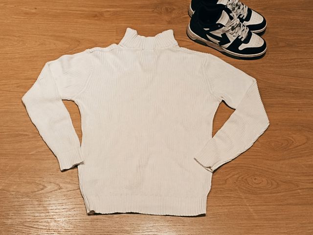 Maglione bianco - Girocollo con zip