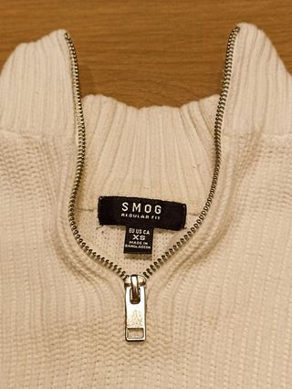 Maglione bianco - Girocollo con zip