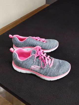 Zapatillas Skechers Gris Rosa