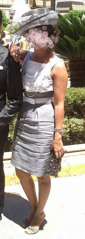 Vestido gris perla & pamela