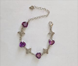 Bracciale S925 cuori cristallo viola