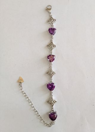 Bracciale S925 cuori cristallo viola